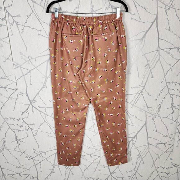 J. Crew Salmon Floral Falling Pansies High Rise Pull On Trousers - Picture 3 of 8